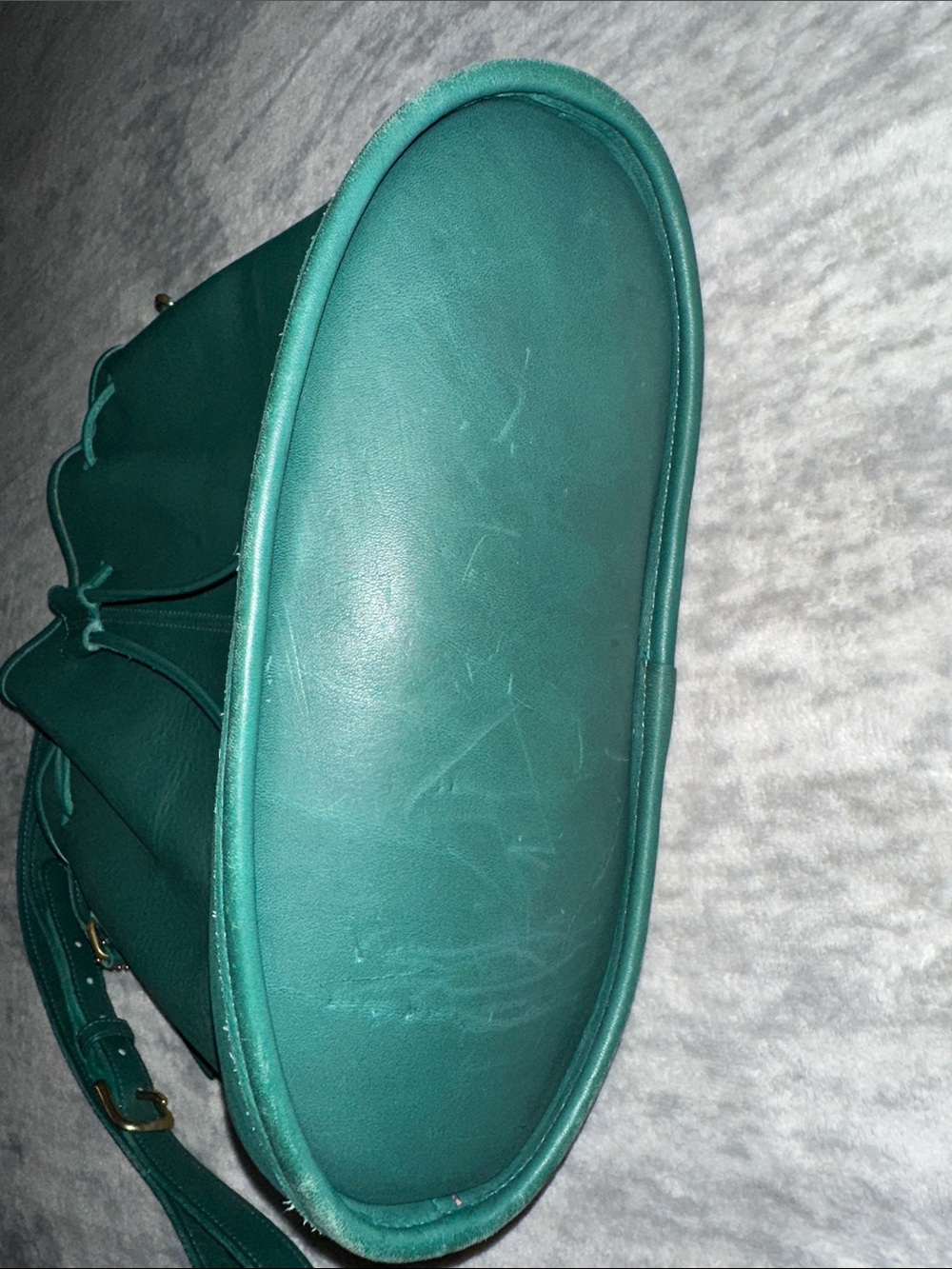 Coach Dark Green Pebble Leather Drawstring Crossbody - Picture 2 of 10